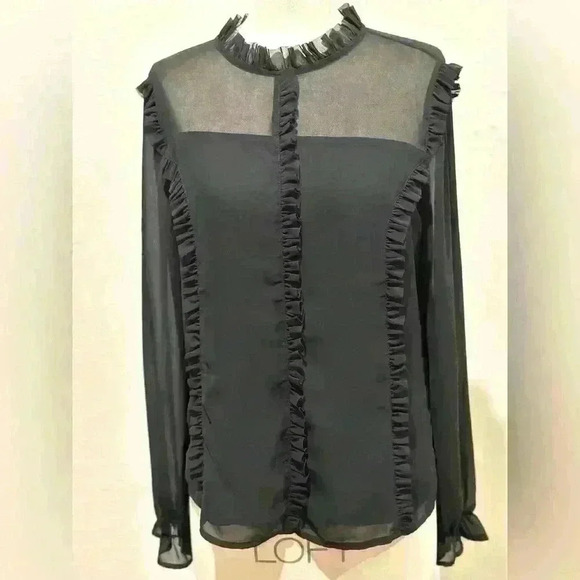 Chiffon Blouse with Ruffle Details **No Size** Fits like M - Picture 1 of 10